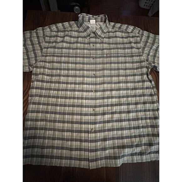 Adventure The North Face Men’s Short Sleeve Button Up Shirt XL Green Gray Plaid - Picture 11 of 16
